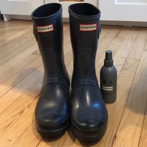 Black Short Hunter Boots with Rubber Buffer Spray